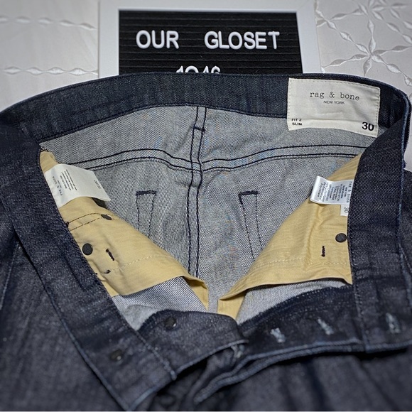 Rag & Bone Fit 2 Slim Tonal Rise Buttoned Stretch Jeans NWOT - Picture 6 of 9